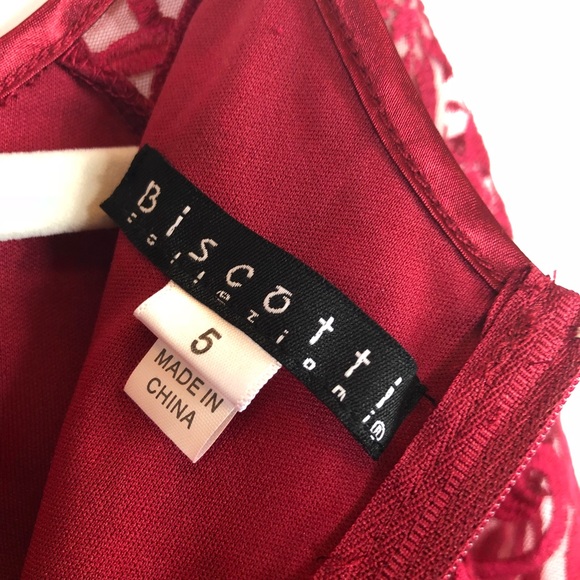 NWT Biscotti Red Floral Lace Bell Sleeve Dress Size 5 - Picture 8 of 8